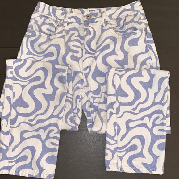 Cotton On Size 8 Long Straight Jeans In Blue Swirl - Picture 6 of 15